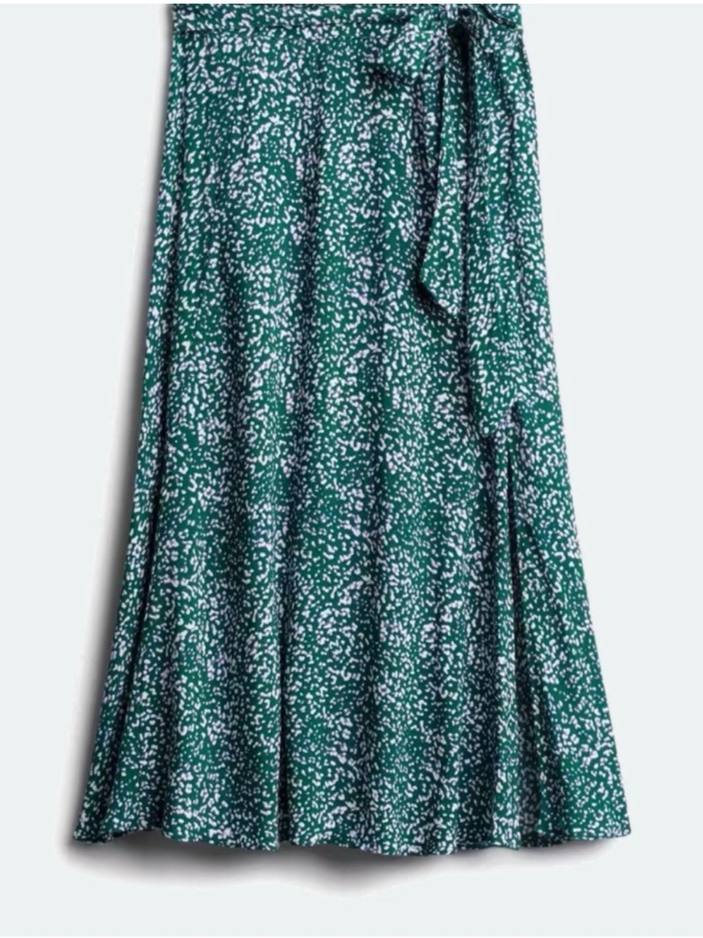 Skies Are Blue Green Speckled Midi Skirt with Tie Waist
